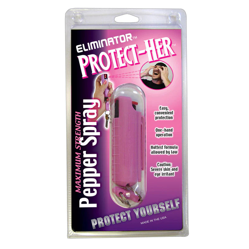 Protect-Her 1/2 oz. Pepper Spray with pink hard case and keyring